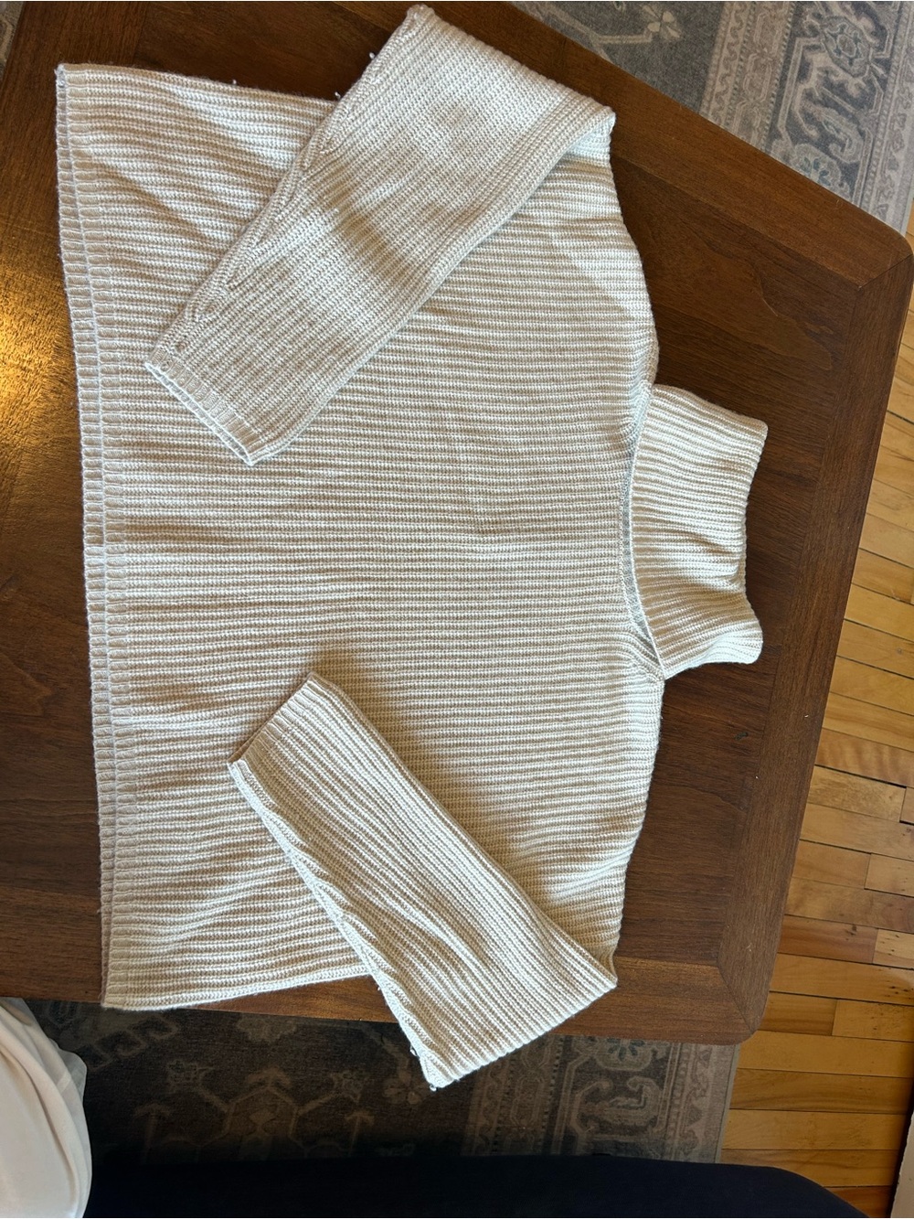 Madewell Cream Ribbed Cowl Neck Sweater